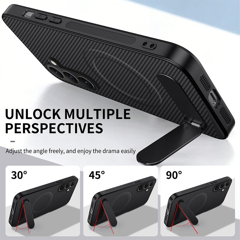 Magnetic Kickstand Case for Samsung Galaxy A57 5G – Carbon Fibre Look