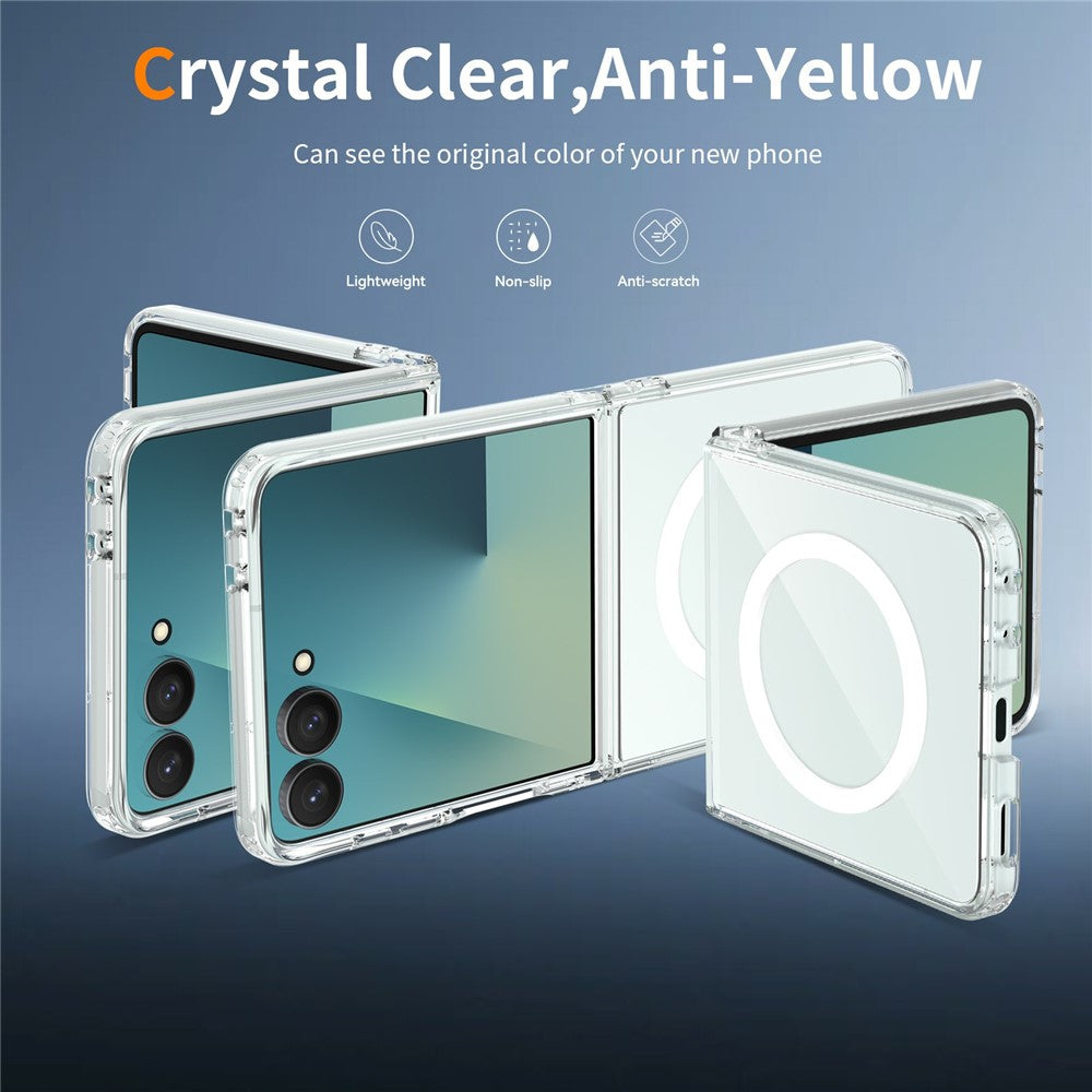 Magnetic Clear Case for Samsung Galaxy Z Flip8 – 2mm Dual-Layer TPU & PC