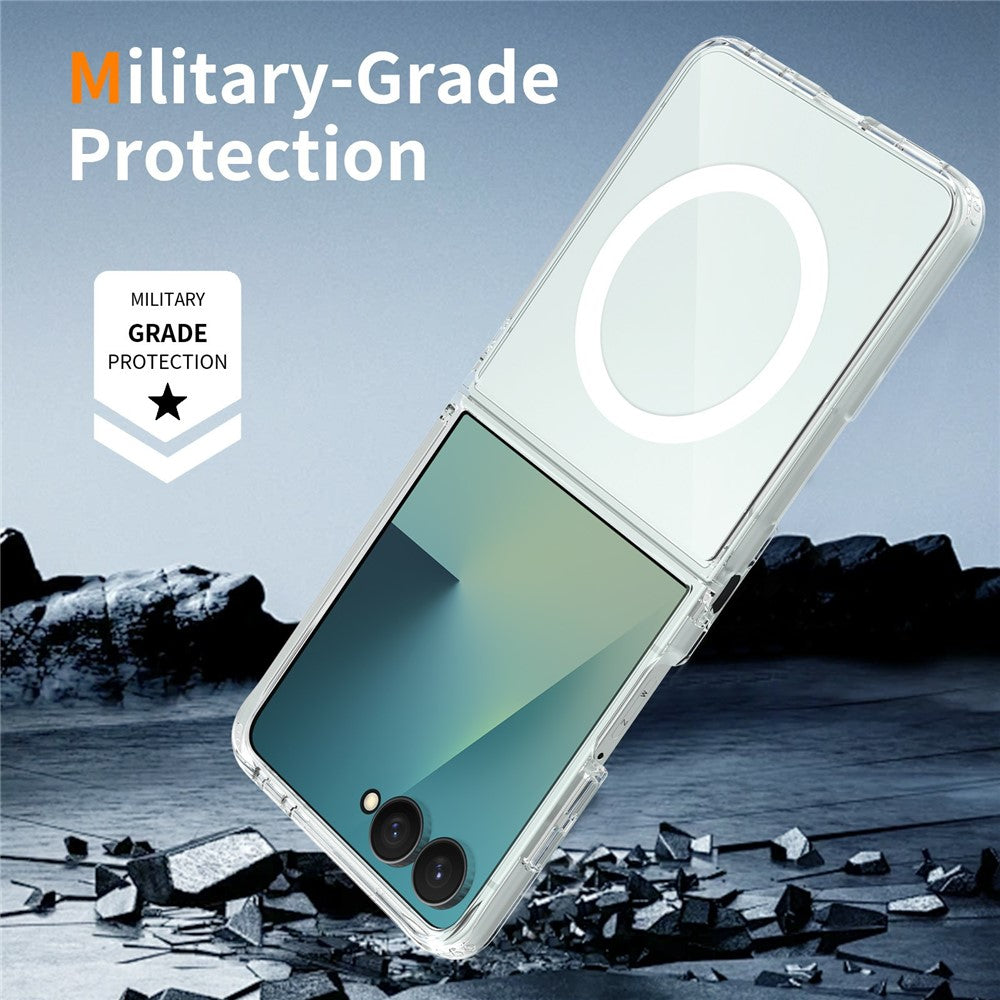 Magnetic Clear Case for Samsung Galaxy Z Flip8 – 2mm Dual-Layer TPU & PC