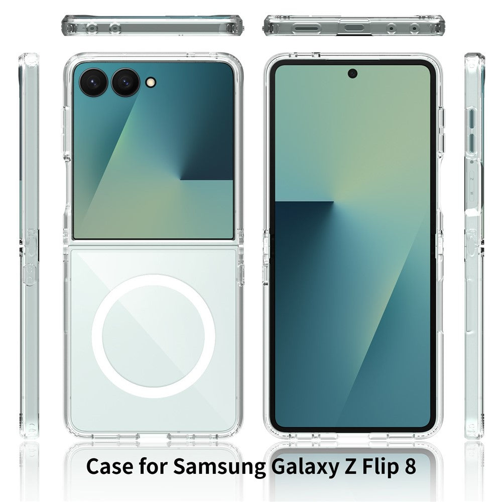 Magnetic Clear Case for Samsung Galaxy Z Flip8 – 2mm Dual-Layer TPU & PC