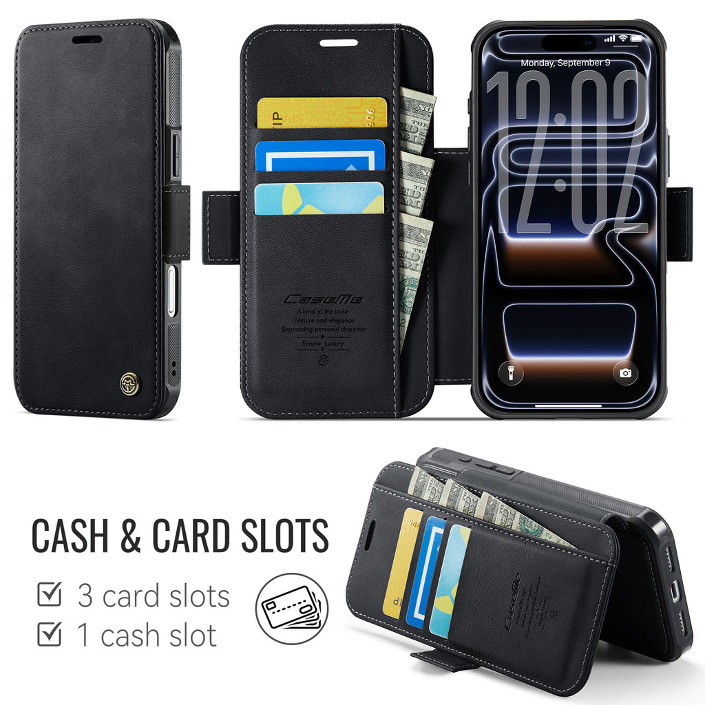 CASEME Magnetic Wallet Flip Case for iPhone 18 Pro / 17 Pro – RFID