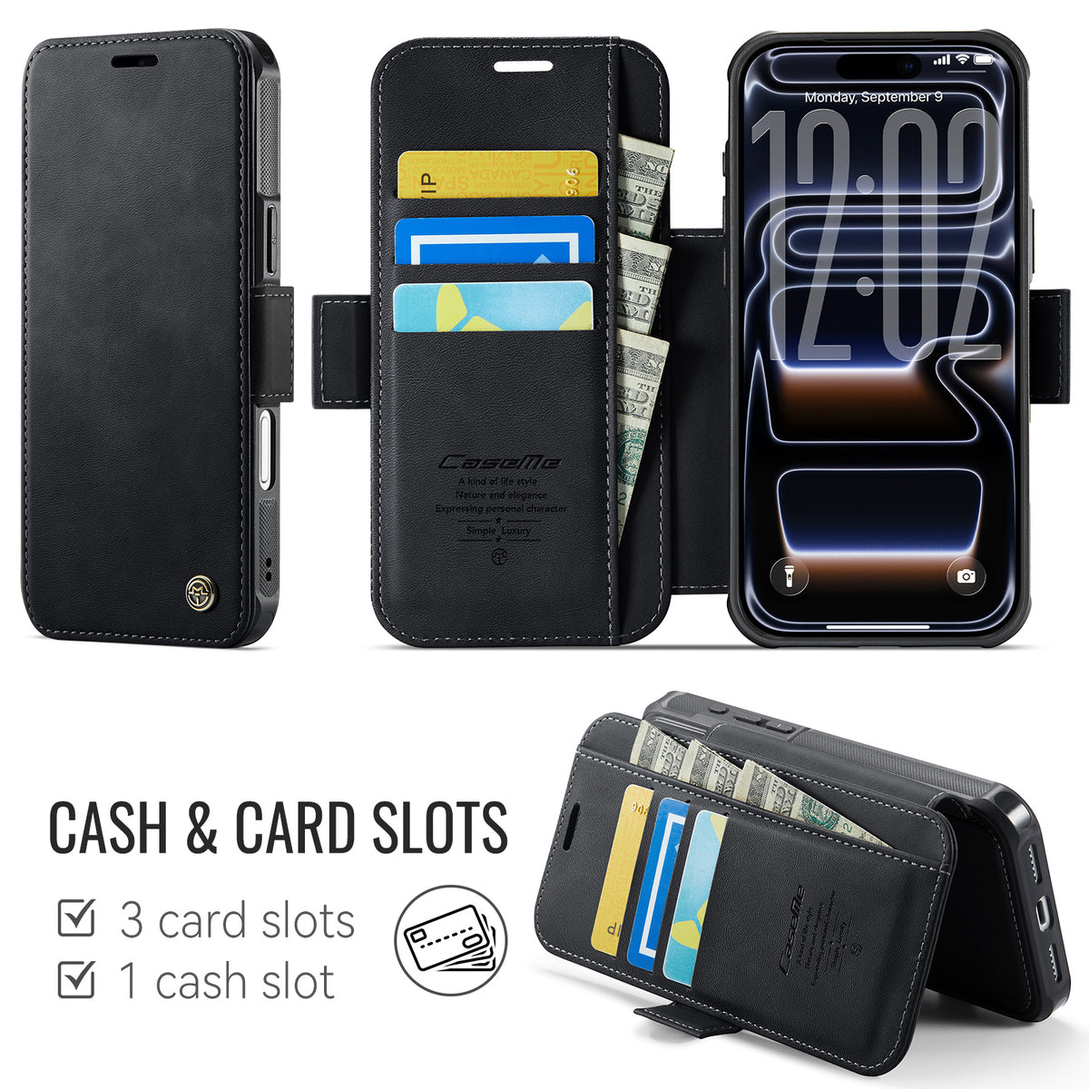 CASEME Magnetic Wallet Flip Case for iPhone 18 Pro / 17 Pro – RFID