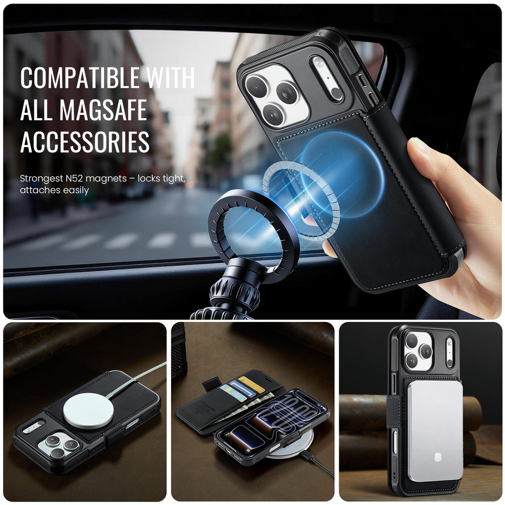 CASEME Magnetic Wallet Flip Case for iPhone 18 Pro / 17 Pro – RFID