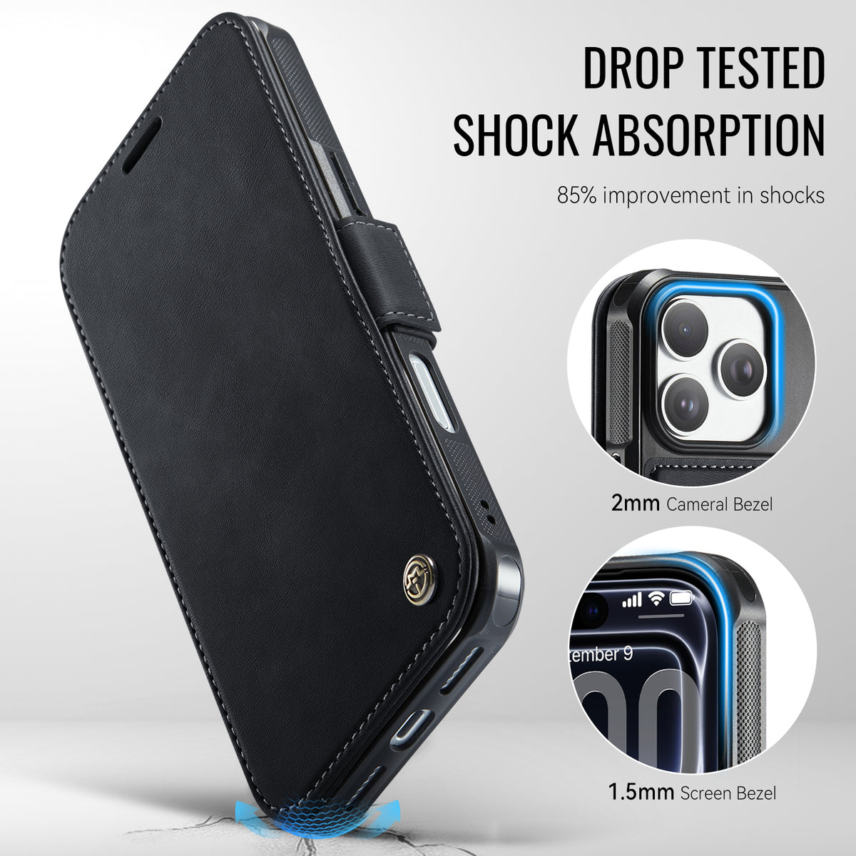 CASEME Magnetic Wallet Flip Case for iPhone 18 Pro / 17 Pro – RFID