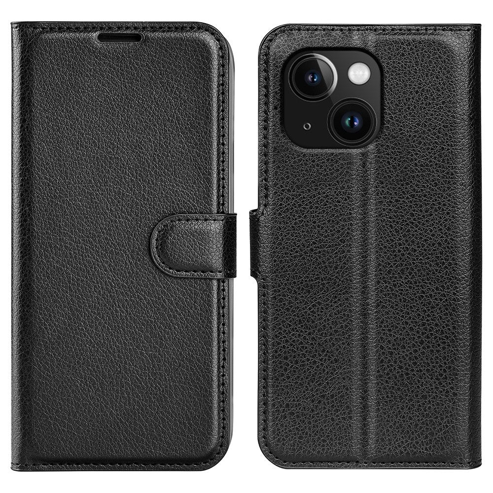 For iPhone 15 PU Leather Litchi Texture Stand Phone Case Wallet Flip Phone Cover