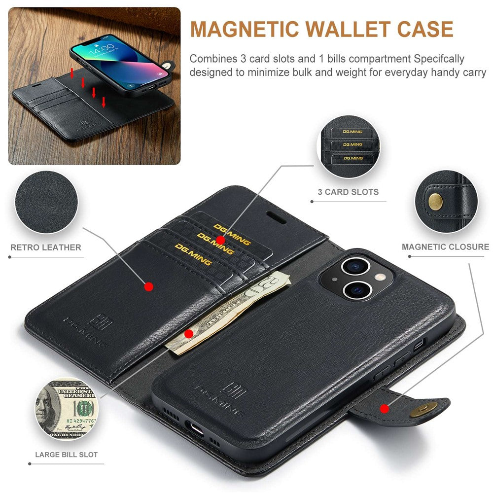 DG.MING Leather Wallet Case for iPhone 15 – image 5