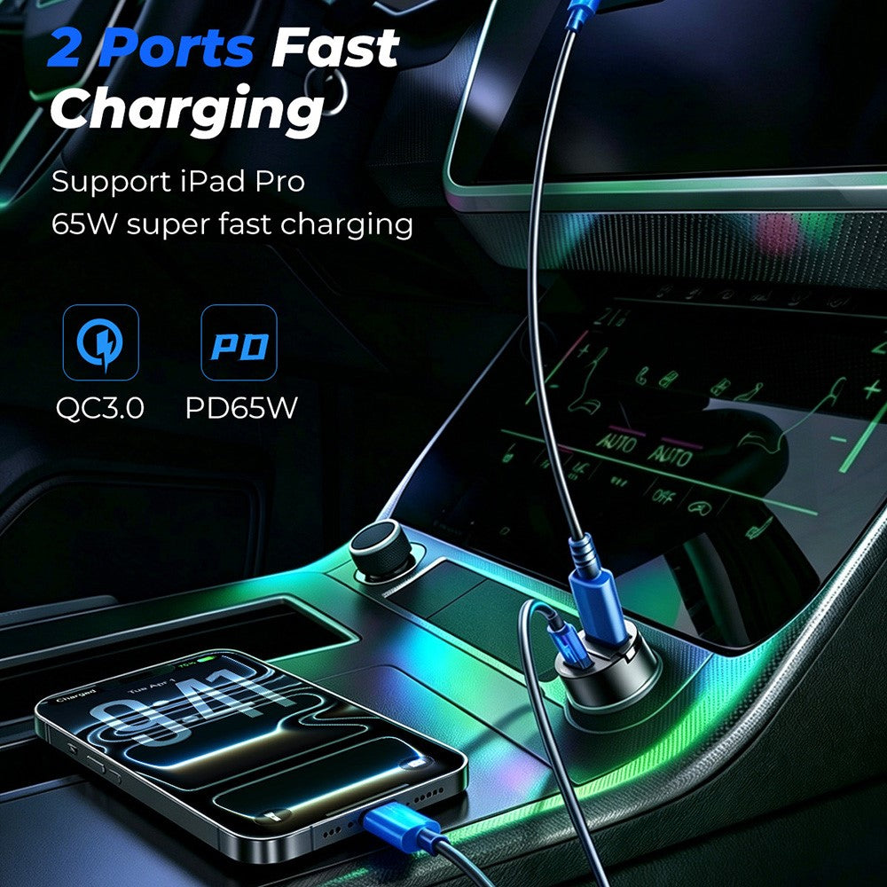 JOYROOM JR-CCN18 65W PD Dual-Port Car Charger – image 3