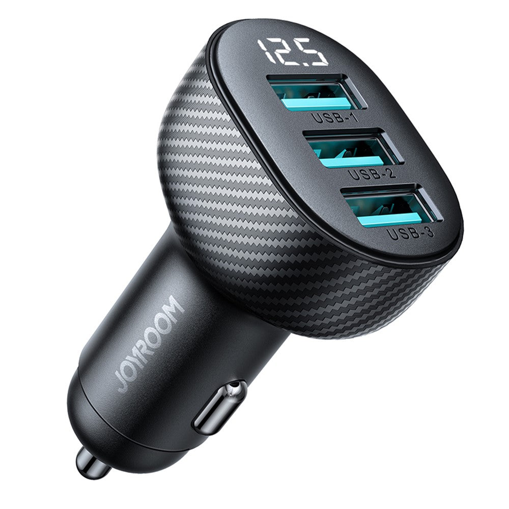 JOYROOM CCD03 3-Port USB Car Charger – 3.4A, Voltage Display