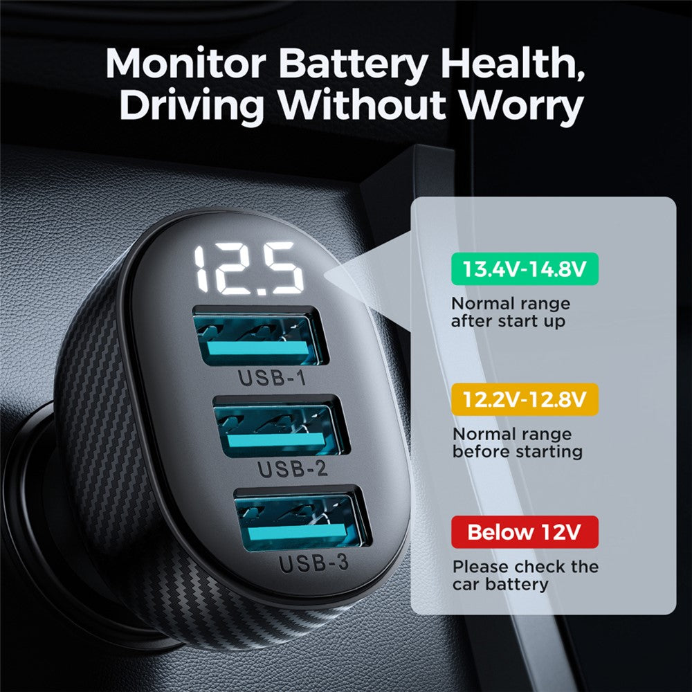 JOYROOM CCD03 3-Port USB Car Charger – image 4