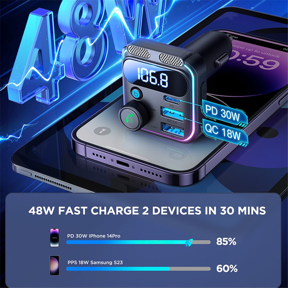 JOYROOM JR-CCB01 Car FM Transmitter & 48W Fast Charger – image 5