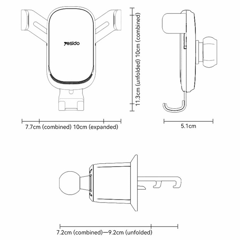 YESIDO C247 Gravity Air Vent Car Phone Holder – image 8