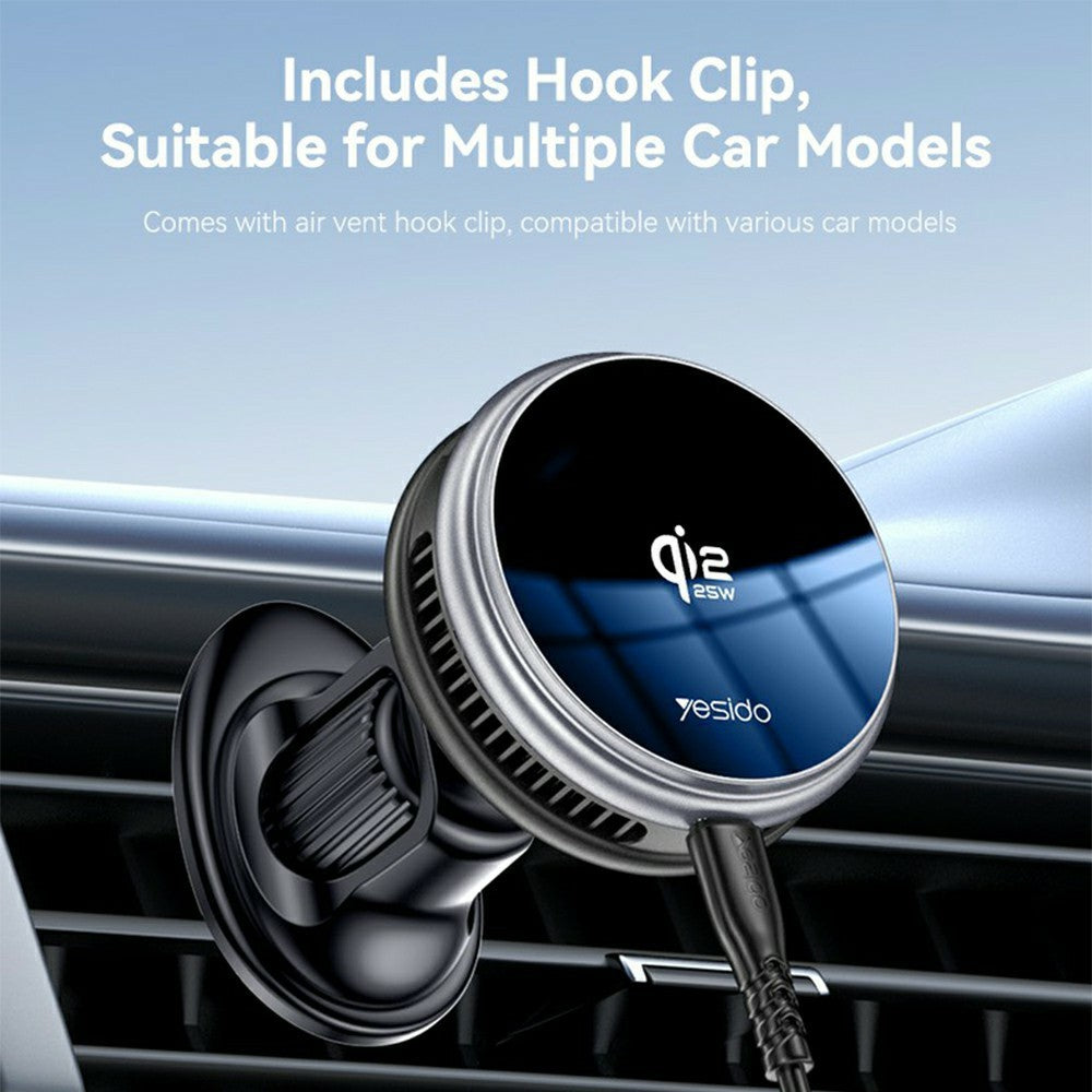 YESIDO C326 25W Magnetic Wireless Car Charger – image 5