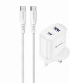 YESIDO 35W USB-C + USB-A UK Plug Fast Charger with 1m USB-C Cable