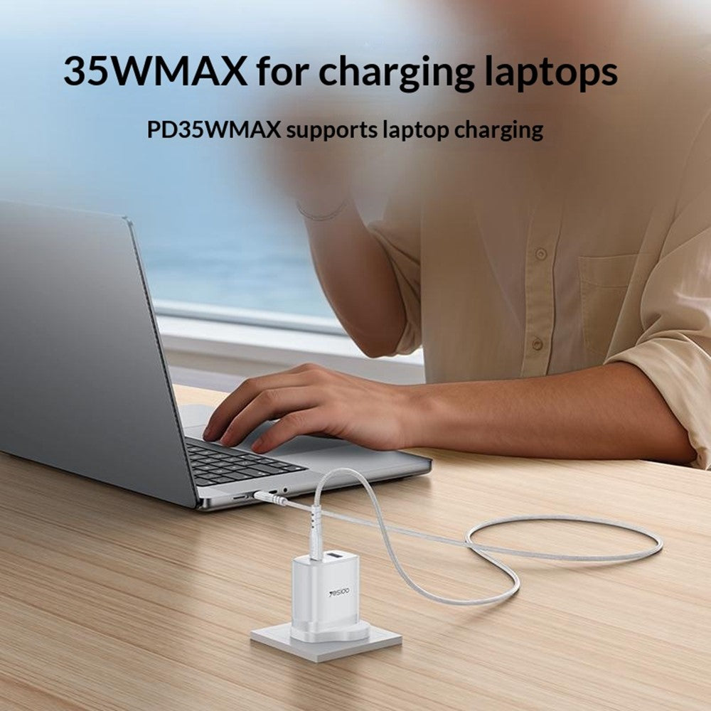 YESIDO 35W USB-C + USB-A UK Plug Fast Charger with 1m USB-C Cable
