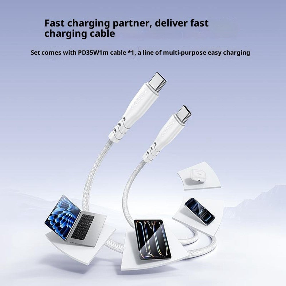 YESIDO 35W USB-C + USB-A UK Plug Fast Charger with 1m USB-C Cable