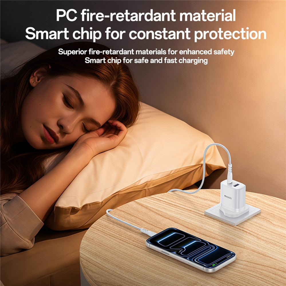 YESIDO 35W USB-C + USB-A UK Plug Fast Charger with 1m USB-C Cable