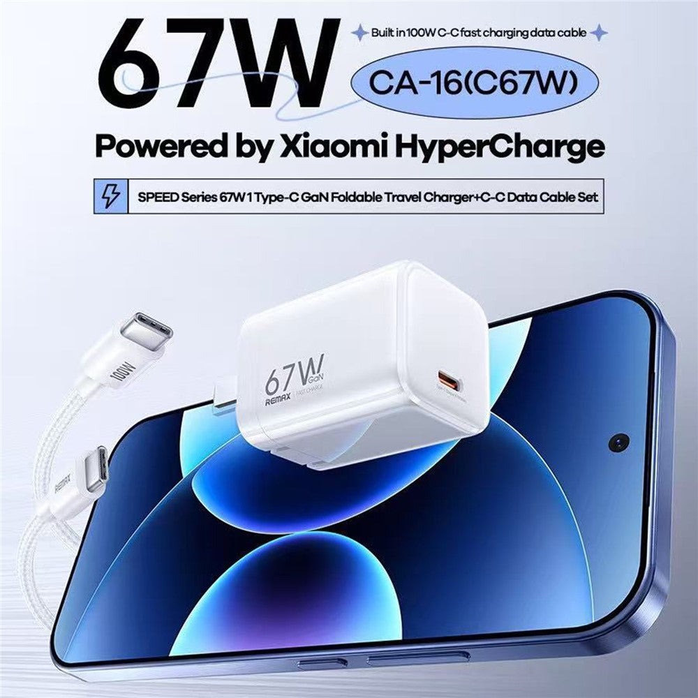 REMAX CA-16 67W GaN Foldable Wall Charger with USB-C – image 2