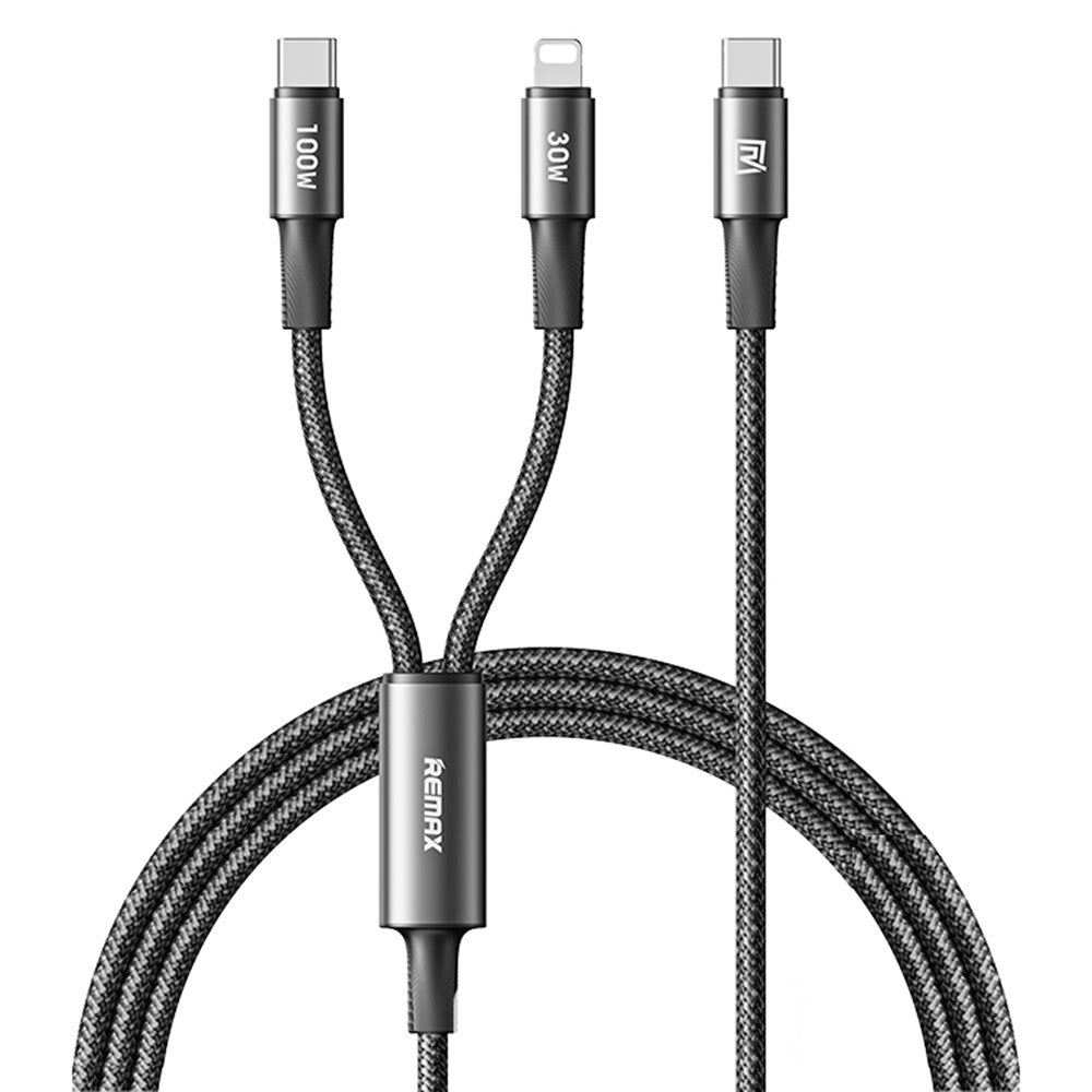 REMAX CB25 Dual-Head Braided Cable – USB-C to USB-C / iPhone, 100W, 1.2m