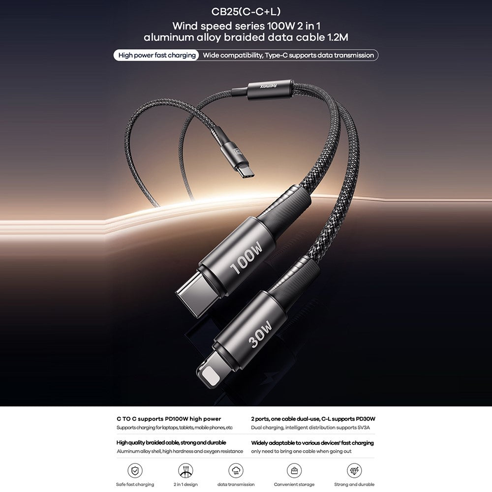 REMAX CB25 Dual-Head Braided Cable – image 2