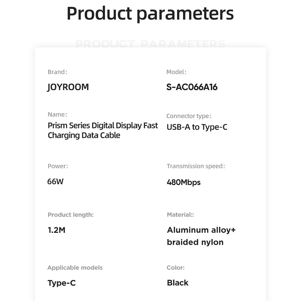 JOYROOM S-AC066A16 Prism USB-A to USB-C Cable – image 9