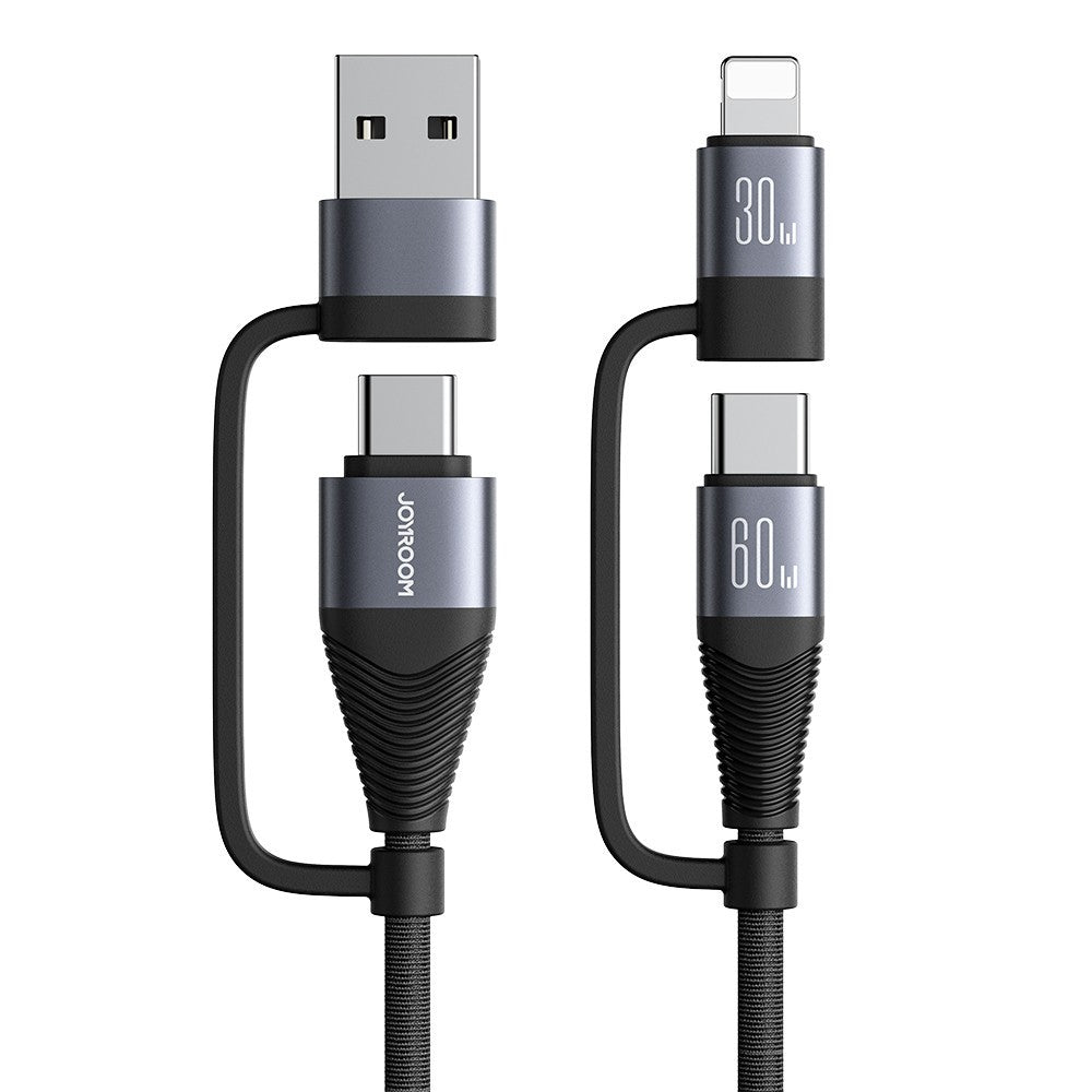 JOYROOM SA37-2T2 4-in-1 Fast Charging Cable for iPhone & USB-C – 60W, 1.2m