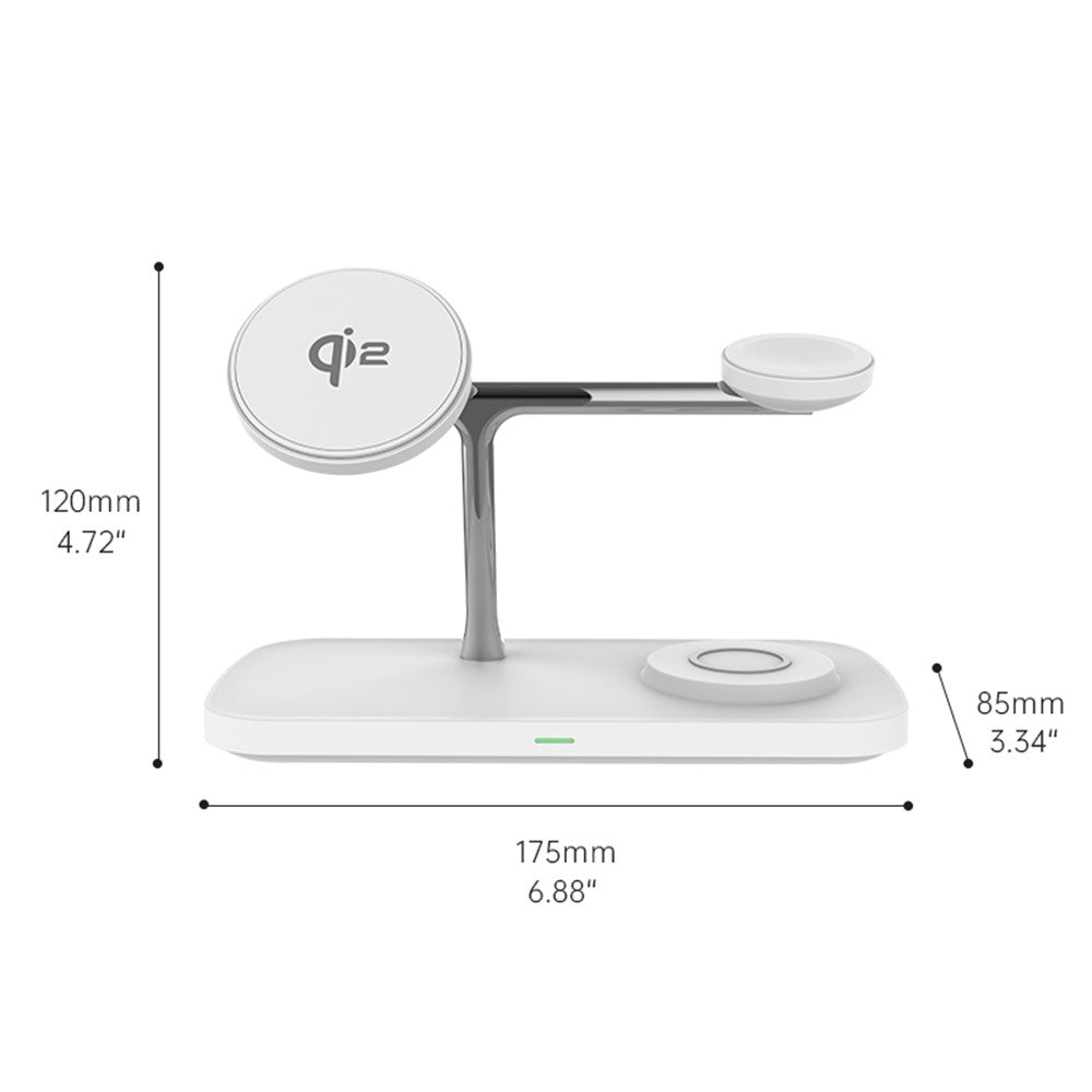 3-in-1 Qi2 Magnetic Wireless Charging Station – Phone, Earbuds & Watch