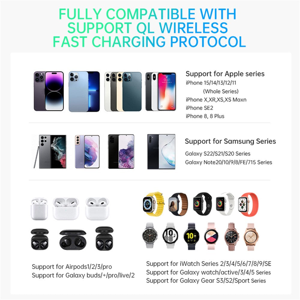 3-in-1 Qi2 Magnetic Wireless Charging Station – Phone, Earbuds & Watch