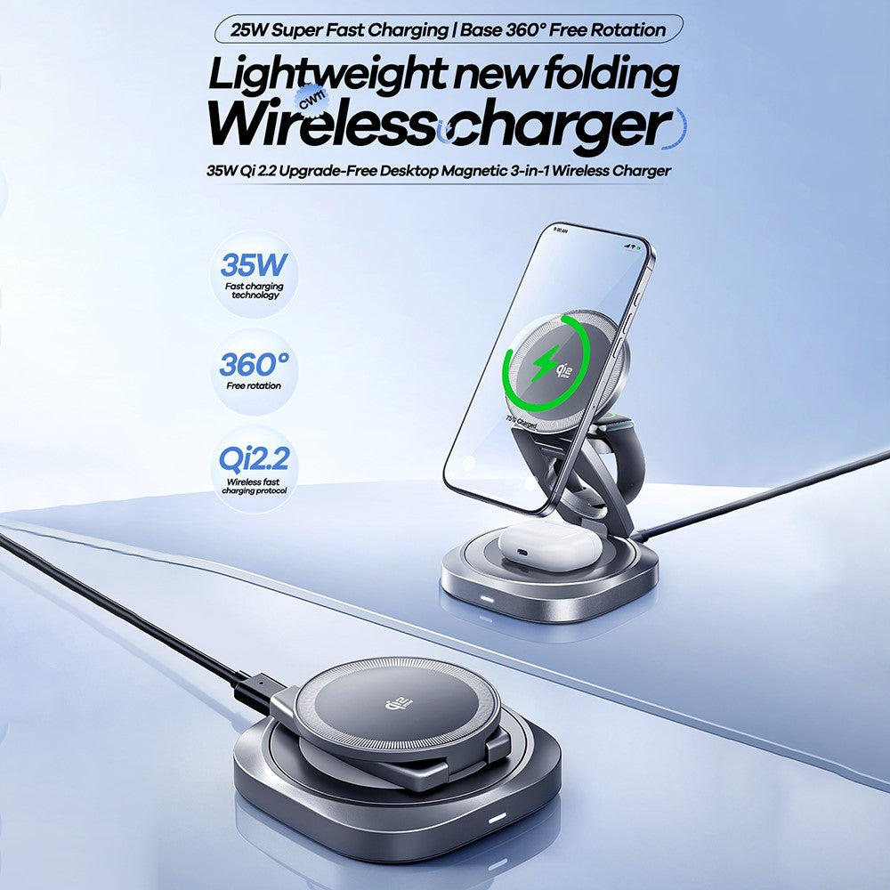 REMAX CW11 3-in-1 Foldable Magnetic Wireless Charger – image 2
