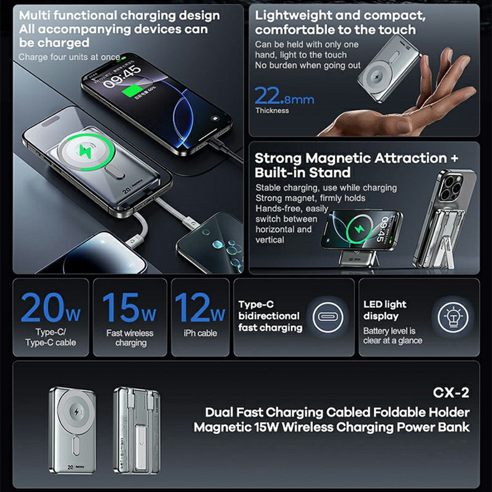 REMAX CX-2 10000mAh Wireless Power Bank with Stand – image 2