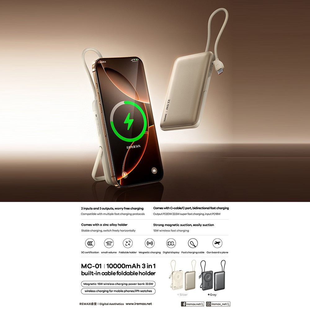 REMAX MC-01 3-in-1 Magnetic Power Bank – image 2