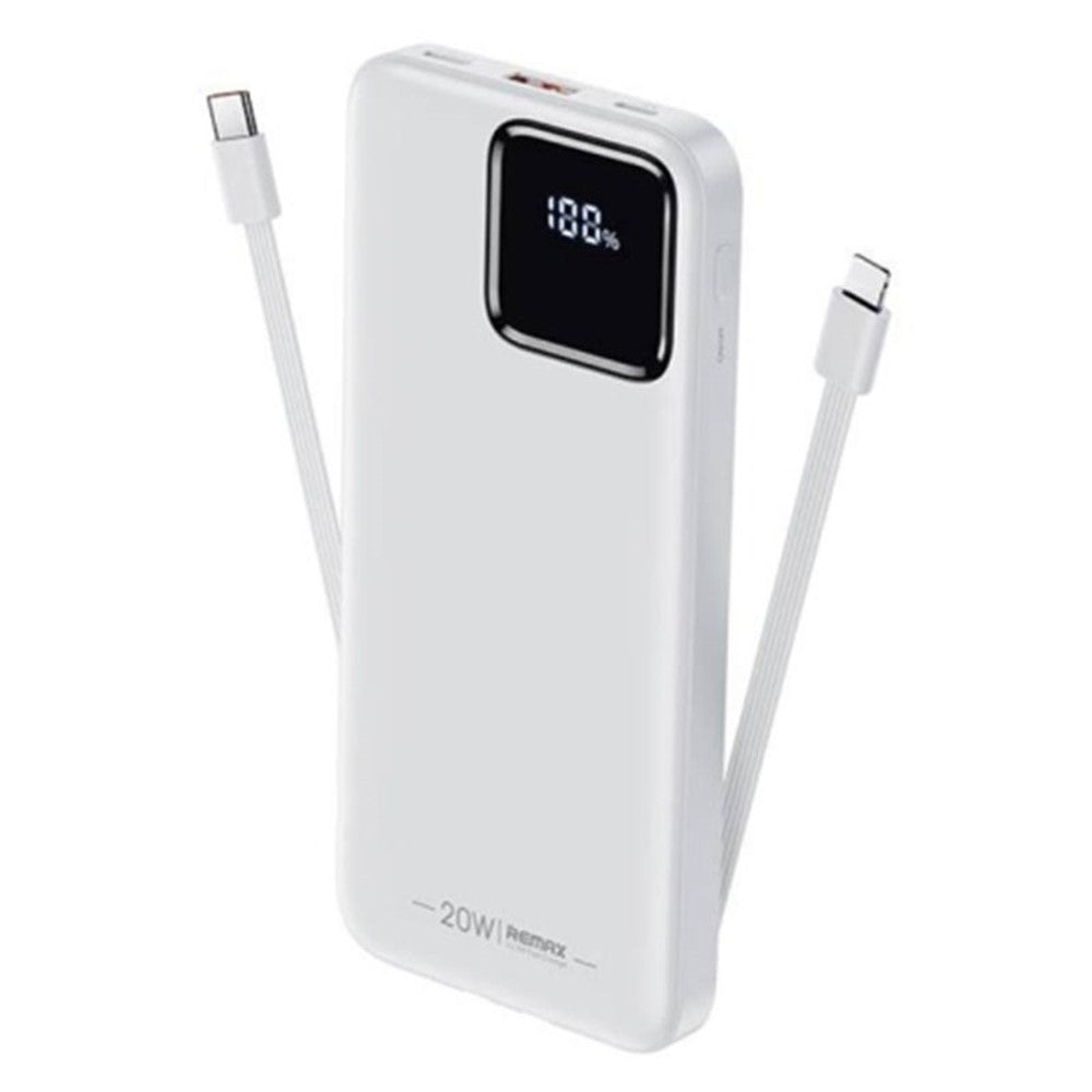 REMAX RPP-500 10000mAh Power Bank – 20W, Built-In USB-C & iPhone Cables