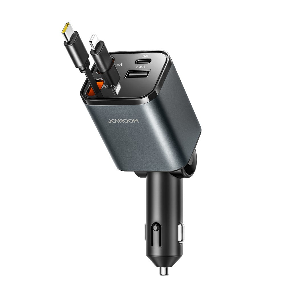 JOYROOM CCL05 4-in-1 Car Charger – 65W, Retractable Dual Cables