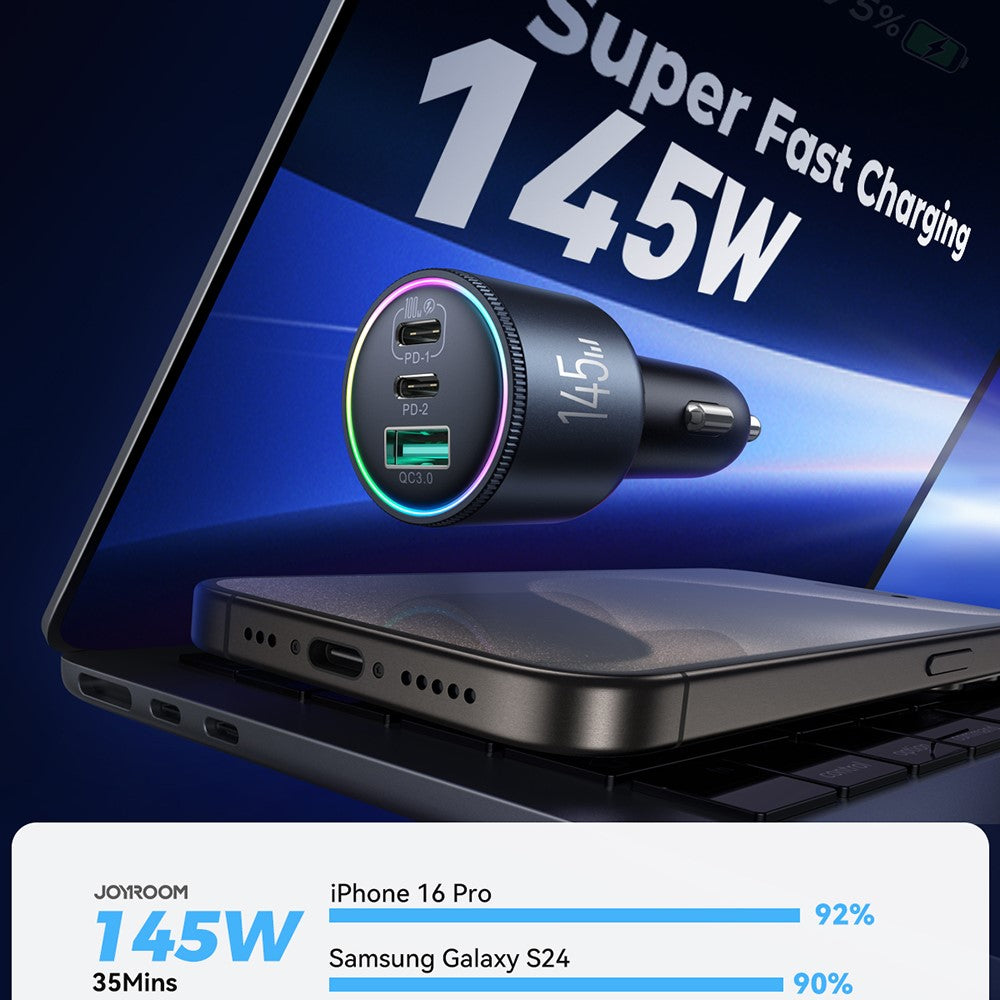 JOYROOM JR-CCN07 145W 3-Port Car Charger with USB-C – image 2