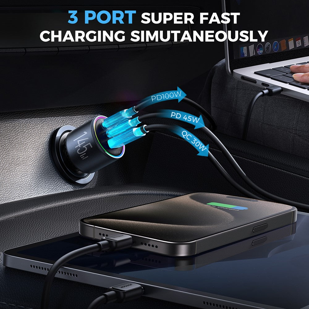 JOYROOM JR-CCN07 145W 3-Port Car Charger with USB-C – image 3