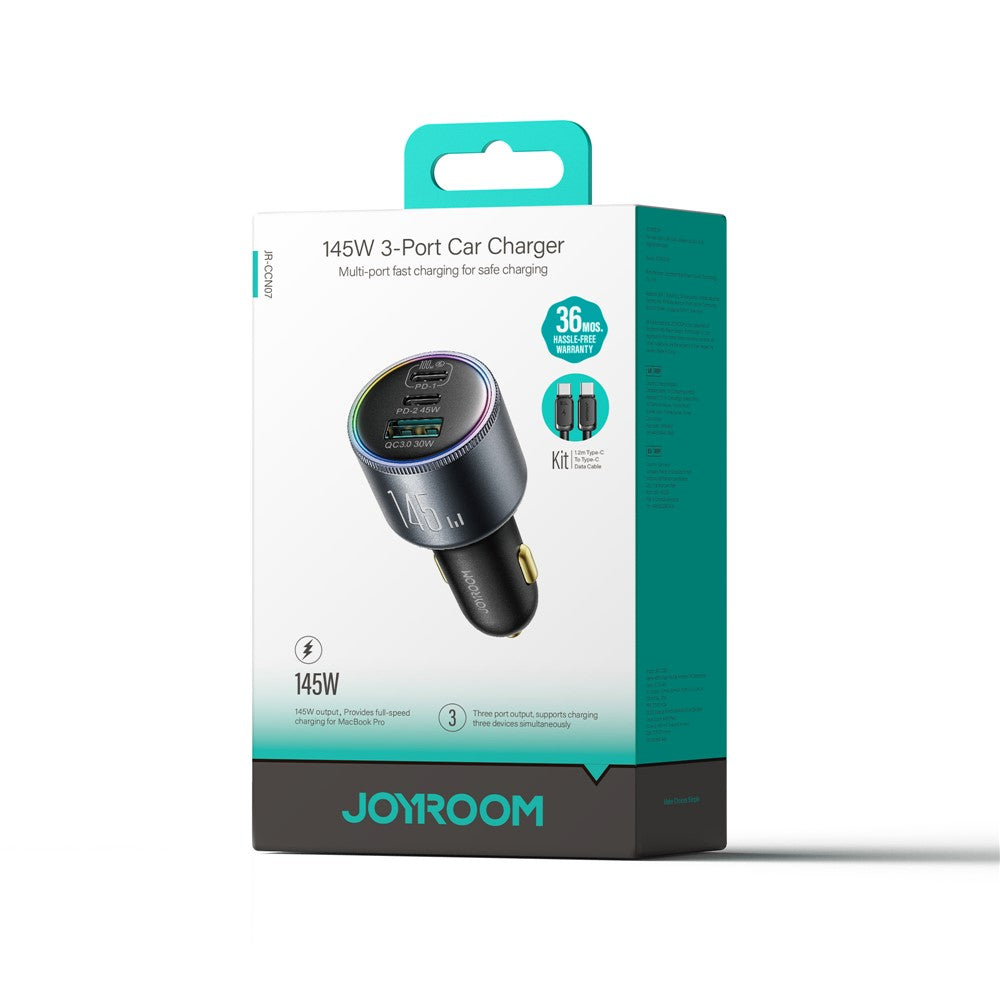 JOYROOM JR-CCN07 145W 3-Port Car Charger with USB-C – image 8