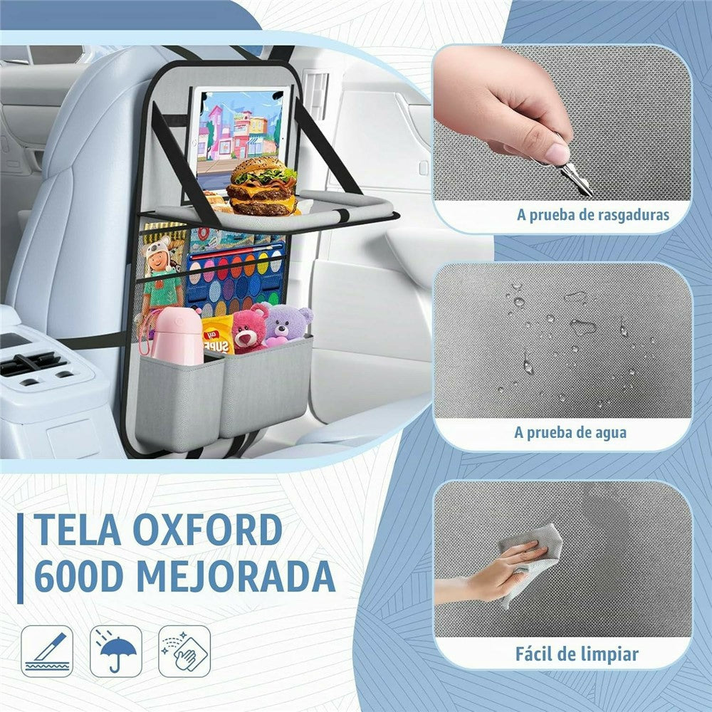 Car Back Seat Organiser with Foldable Tray – Multi-Pocket, Water-Resistant