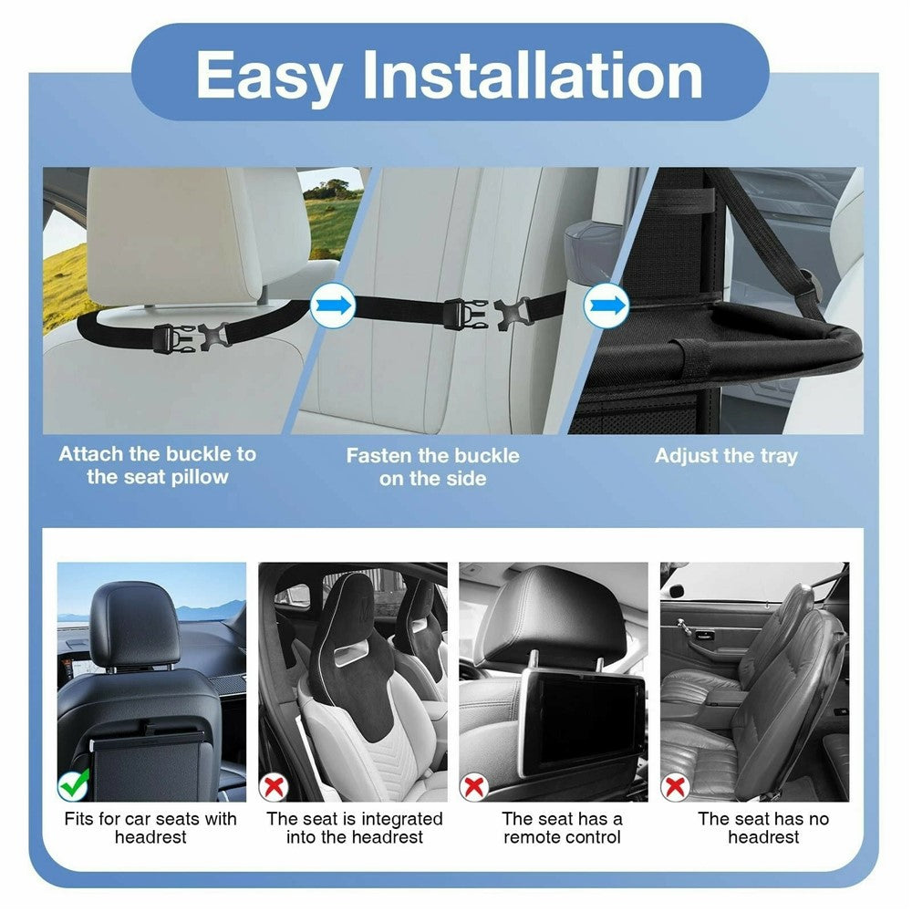 Car Back Seat Organiser with Foldable Tray – Multi-Pocket, Water-Resistant