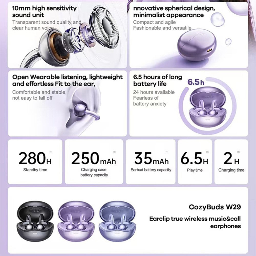 REMAX Cozybuds W29 Clip-On Wireless Earbuds – image 2