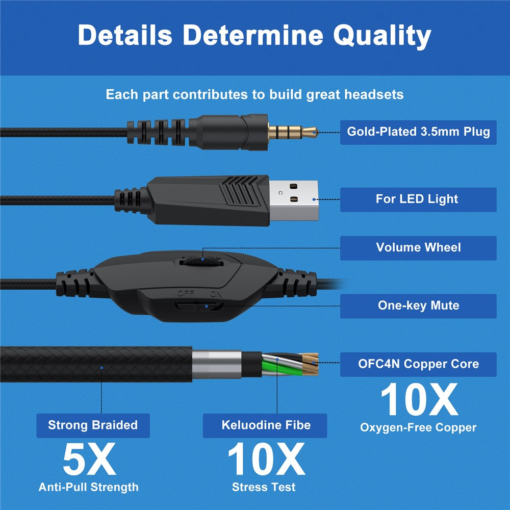KOTION EACH GS450 RGB Wired Gaming Headset for PC, PS4 – image 9
