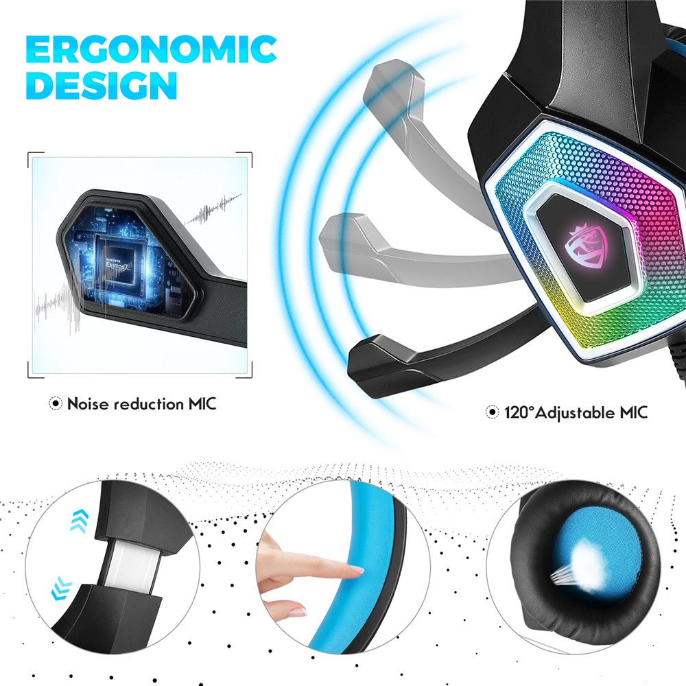 KOTION EACH V-1 RGB Wired Gaming Headset with Adapter – image 3