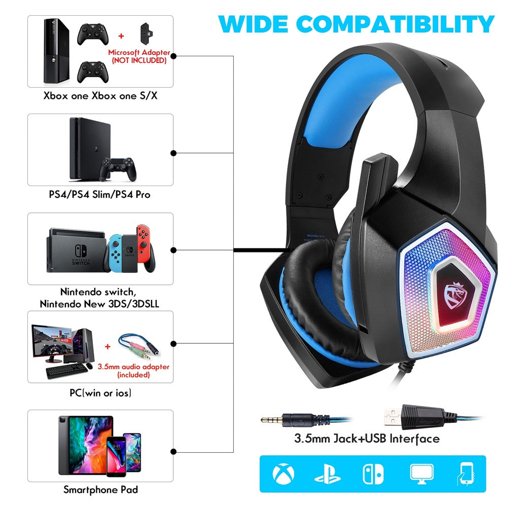 KOTION EACH V-1 RGB Wired Gaming Headset with Adapter – image 5