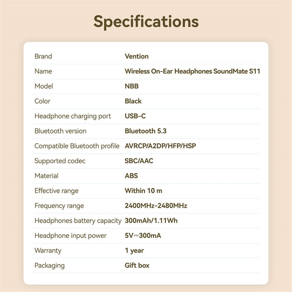 VENTION Soundmate S11 Wireless On-Ear Headset with – image 13