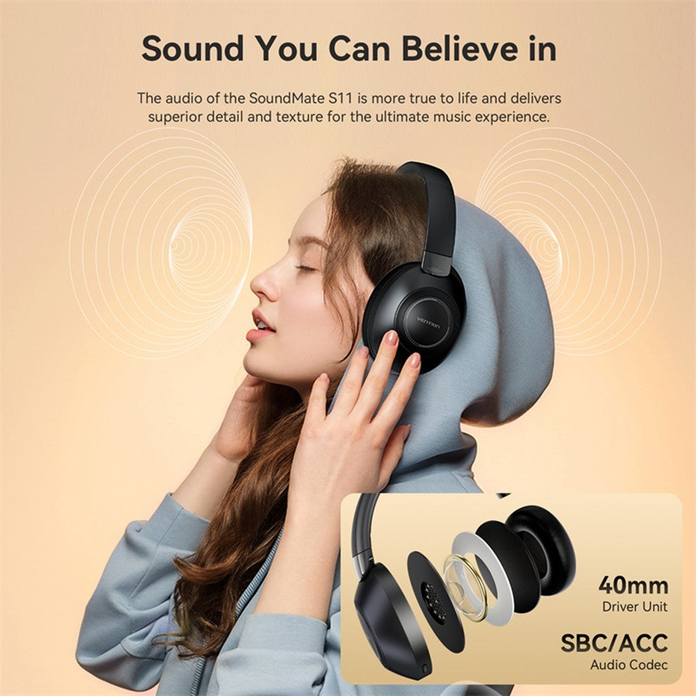VENTION Soundmate S11 Wireless On-Ear Headset with – image 4