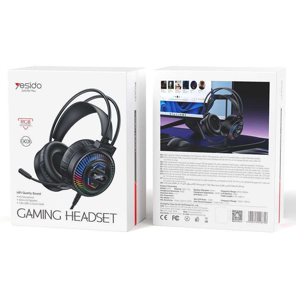 YESIDO EK06 Wired RGB Gaming Headset – image 10