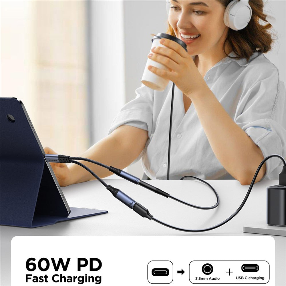 JOYROOM SY-C02 USB-C to 3.5mm + USB-C Audio Adapter – image 3