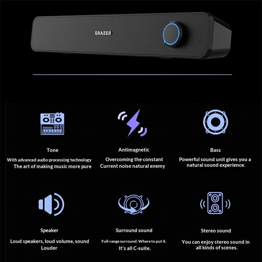 ERAZER A120 USB Desktop PC Speaker Bar – image 3