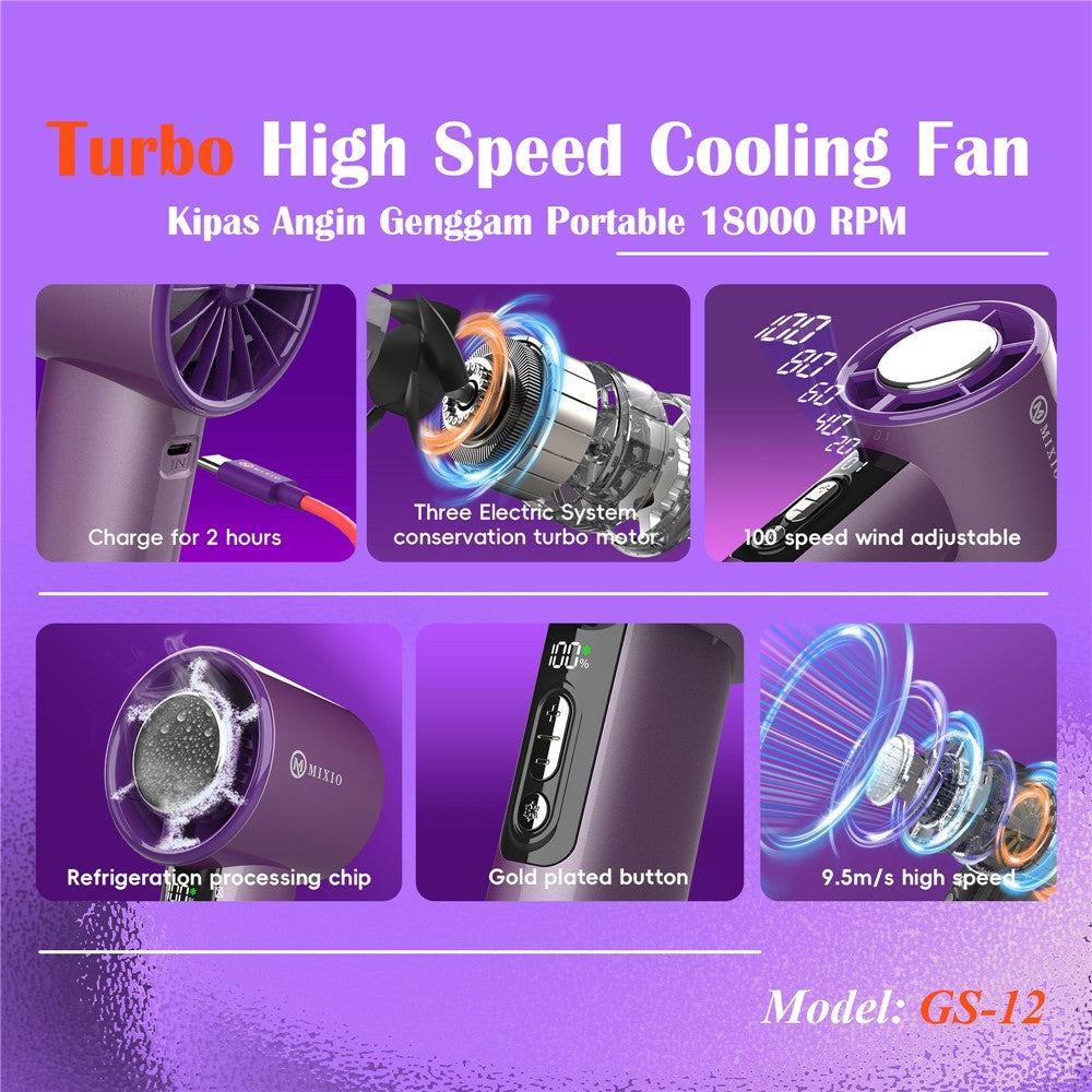 MIXIO GS-12 Turbo Handheld Fan – image 9