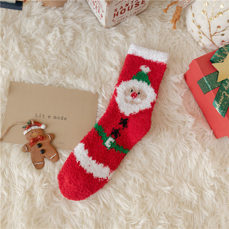 Christmas Slipper Socks with Grip Sole – Fluffy Plush Bed Socks