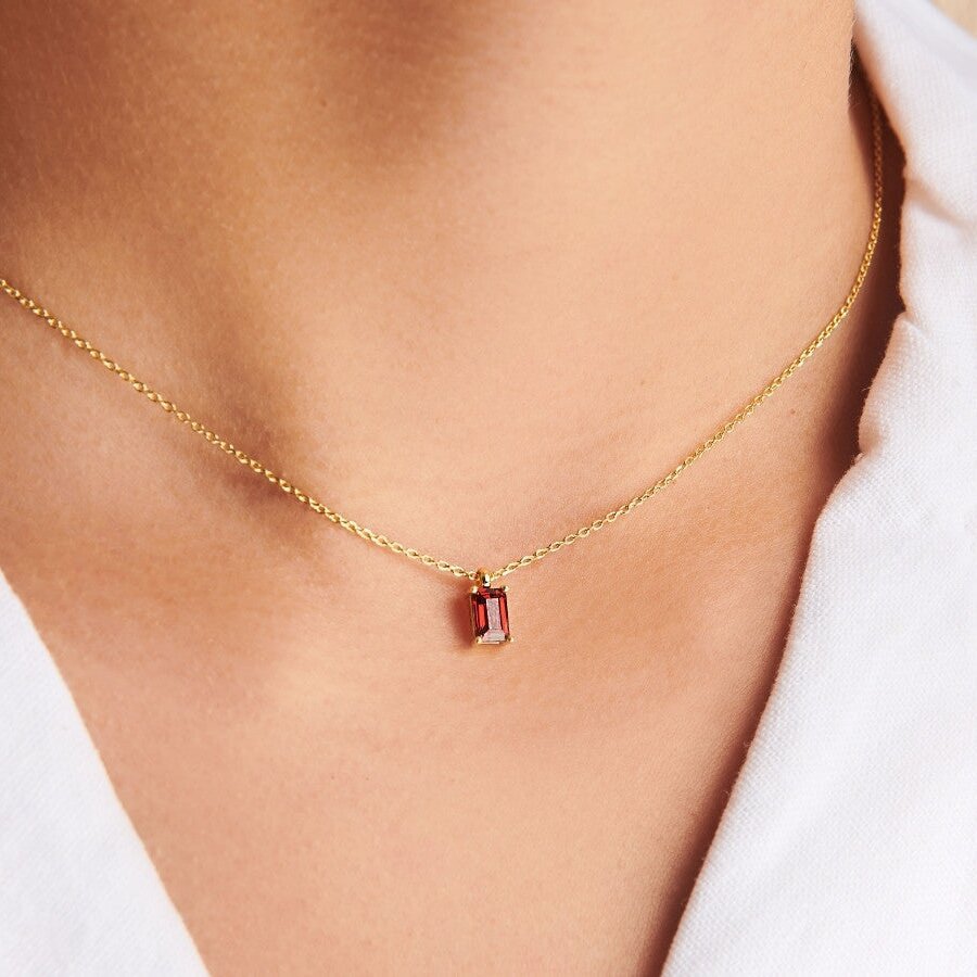 Titanium Steel Birthstone Pendant Necklace – image 3