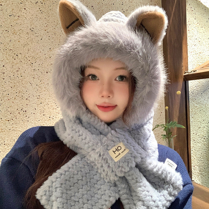 Autumn And Winter Cute Furry Fox Ear Hat – image 4